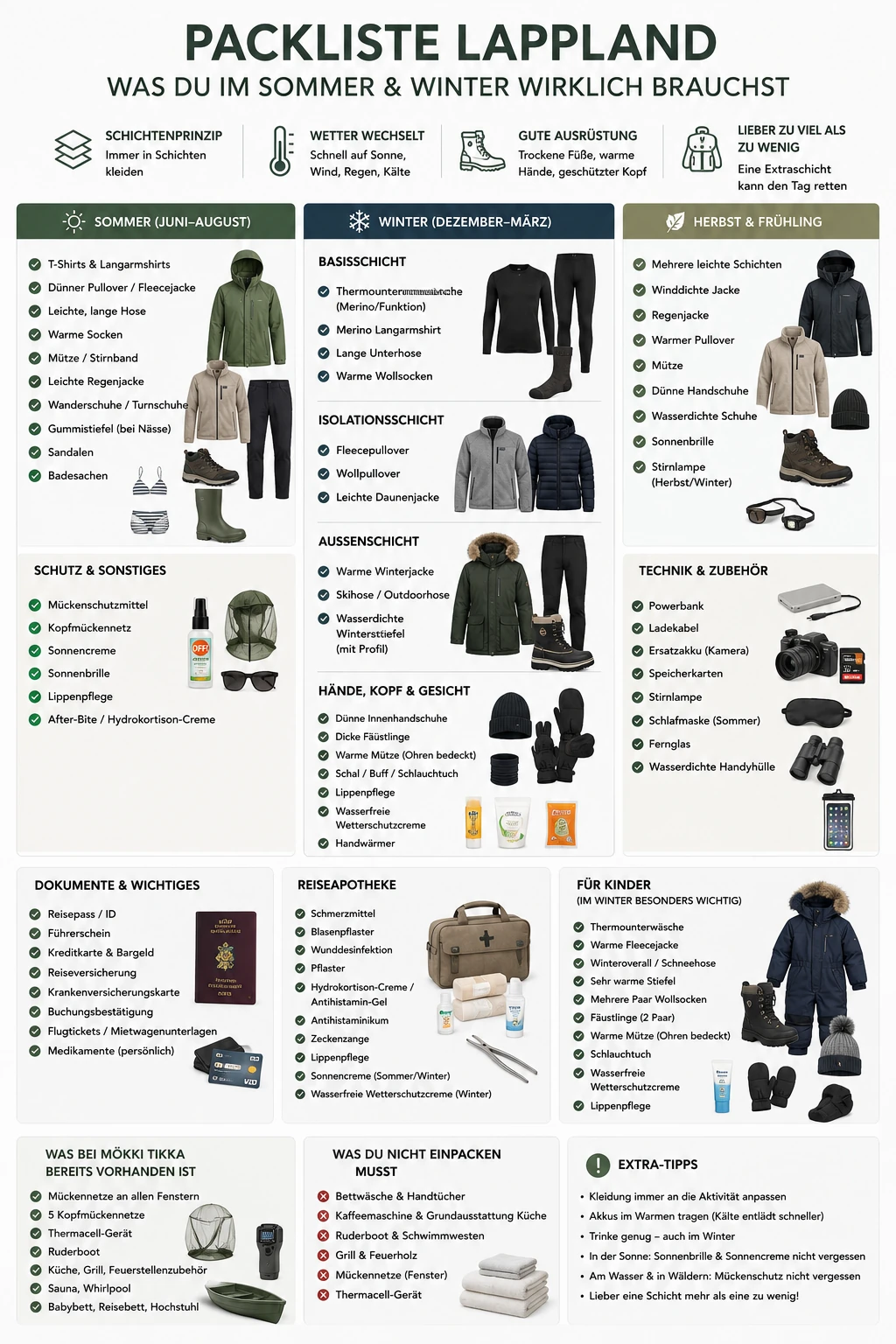 Packliste Lappland – was du im Sommer & Winter wirklich brauchst